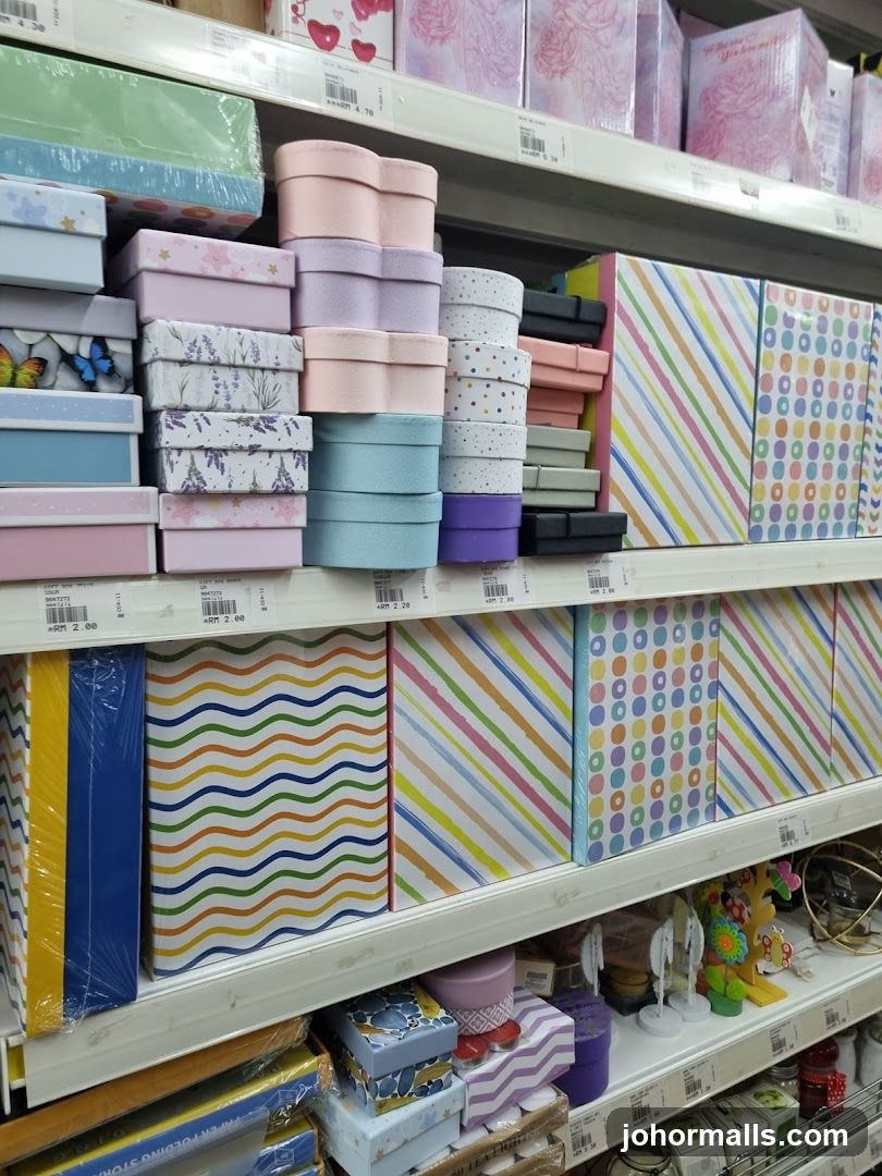 Gift Boxes on Shelves