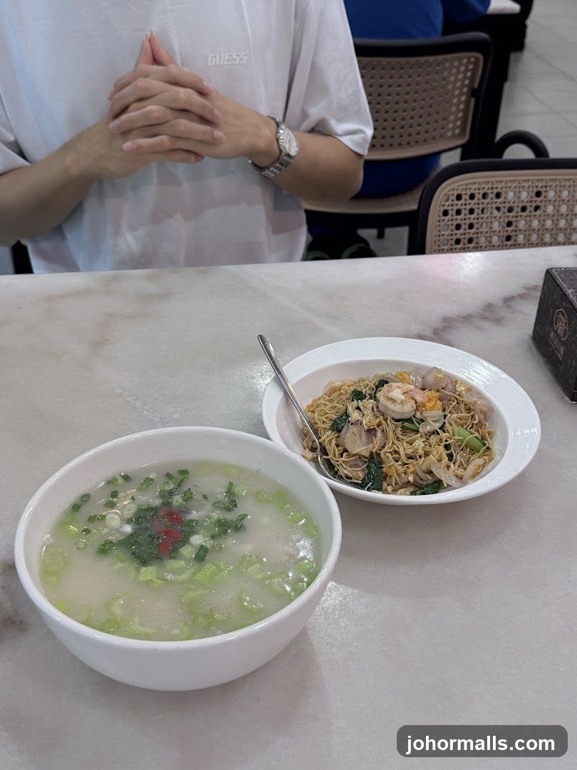 Two bowls of food on a table