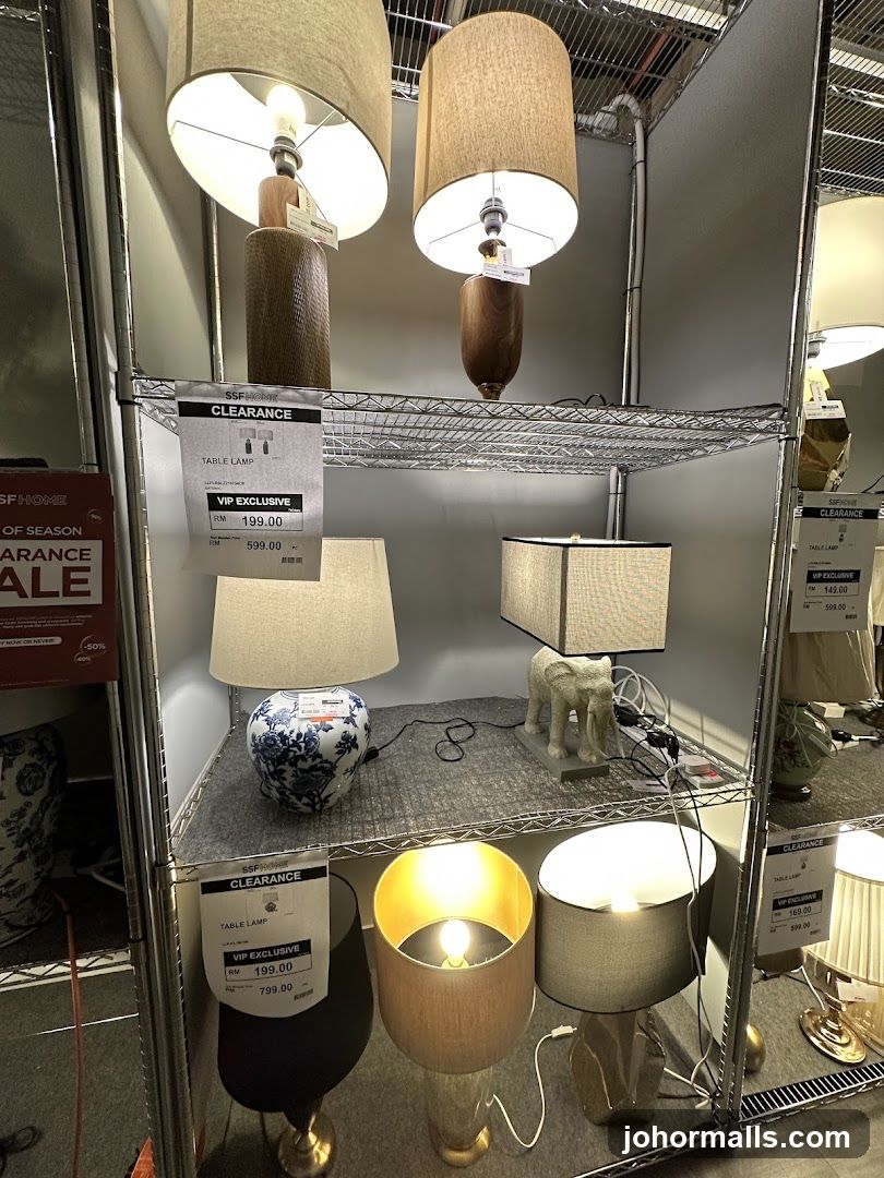 Table Lamps on Display