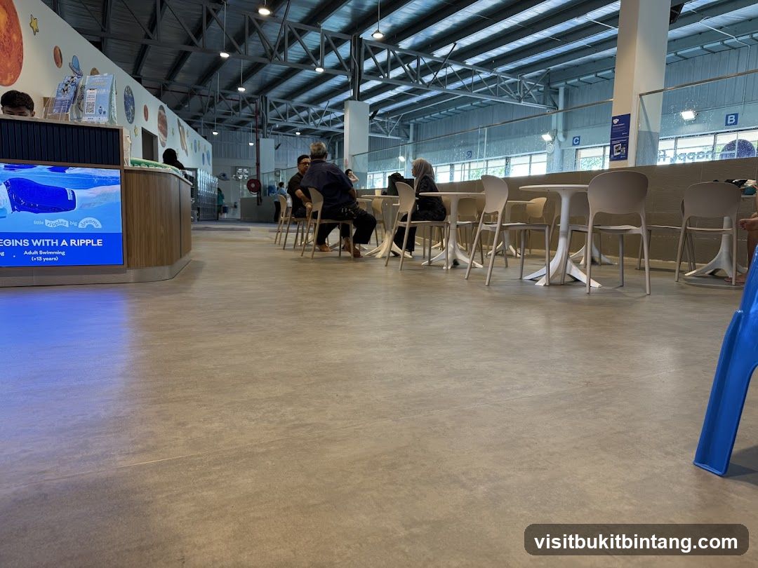 Indoor seating area with digital display