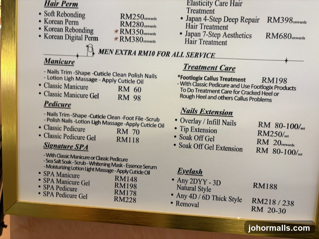 Beauty Services Menu