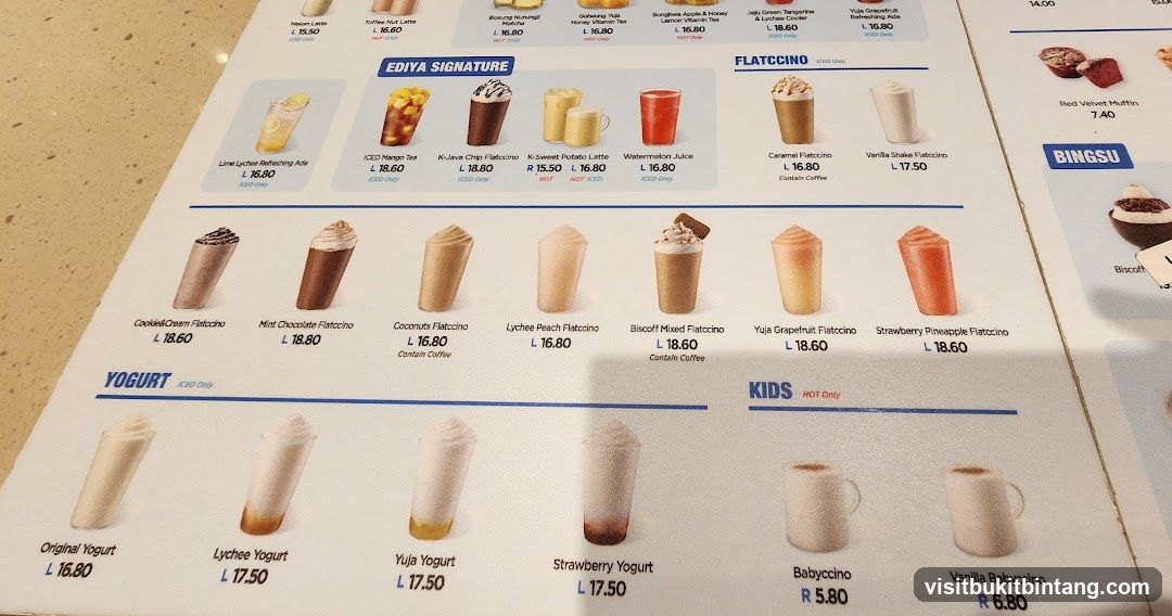 EDIYA SIGNATURE & FLATCCINO MENU