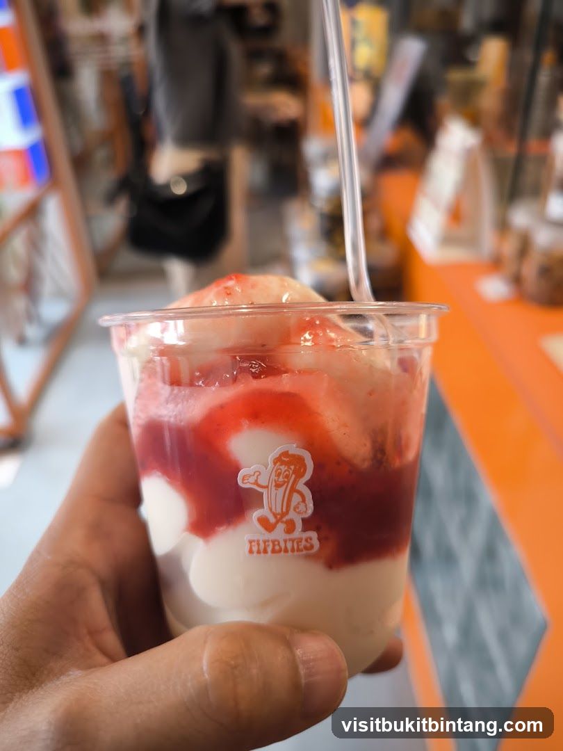 Dessert with Strawberry Sauce