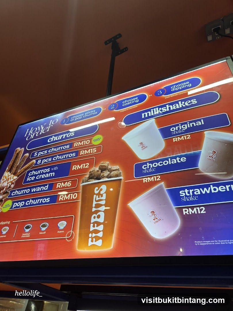 Churros and Milkshakes Menu