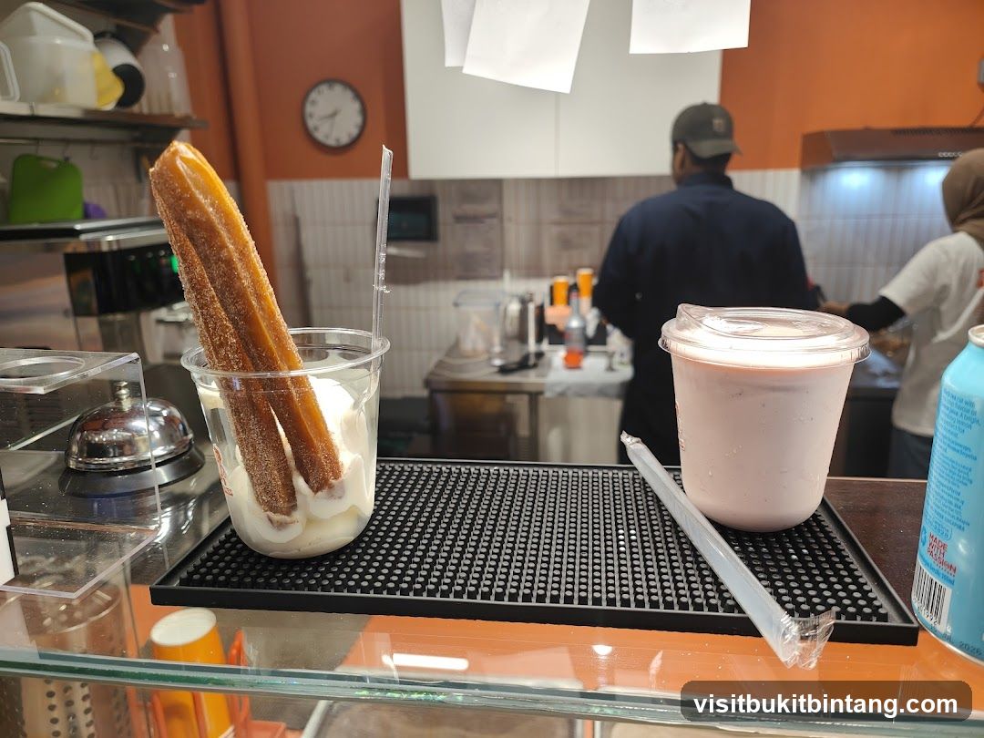 Churros with Ice Cream and a Drink