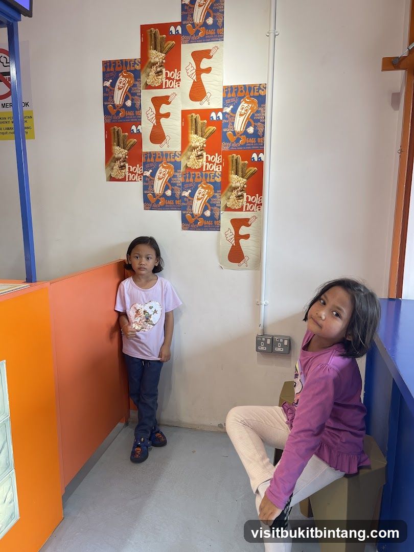 Children in a colorful space with posters