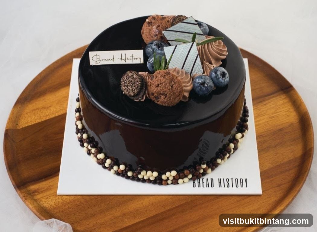 Chocolate Cake with Blueberries and Cookies