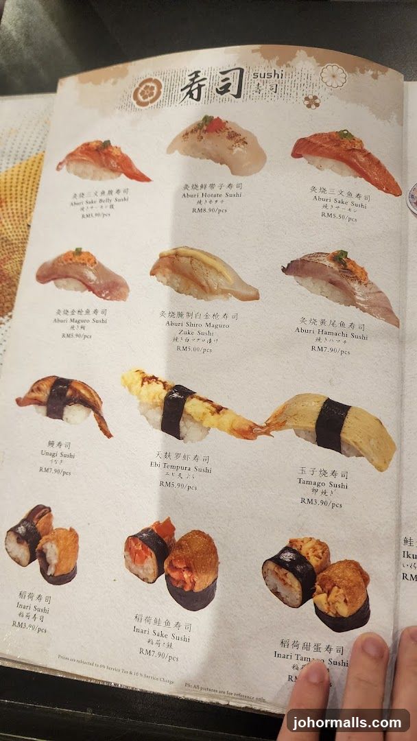 Sushi Menu