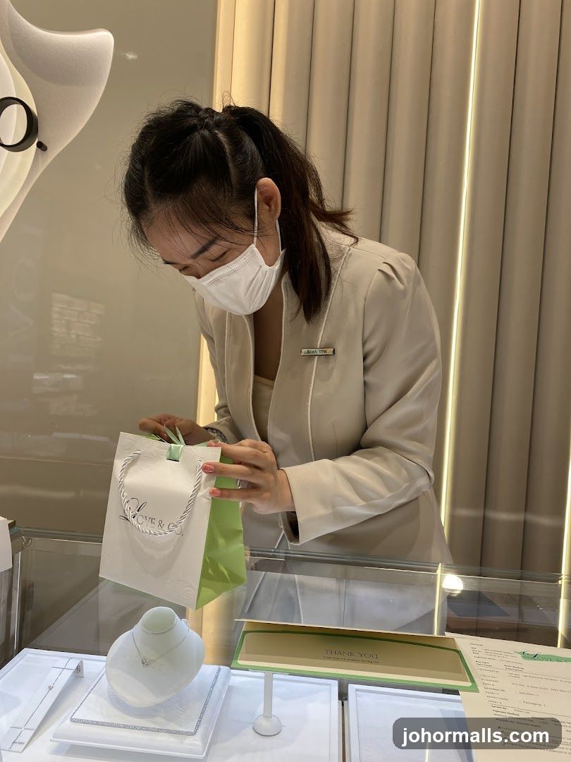 Jewelry Store Employee with Shopping Bag