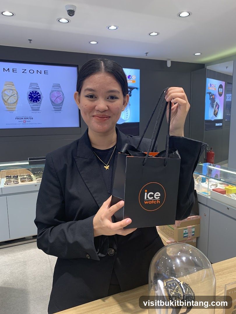 Woman holding an Ice Watch bag