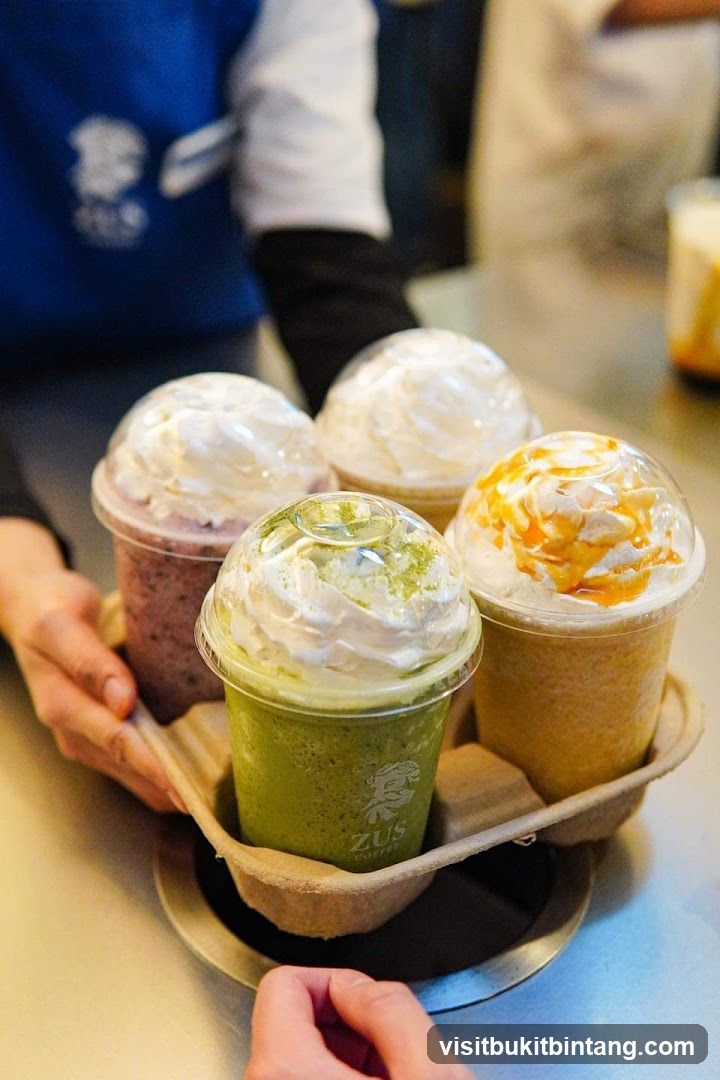 Four Frappuccinos with Whipped Cream