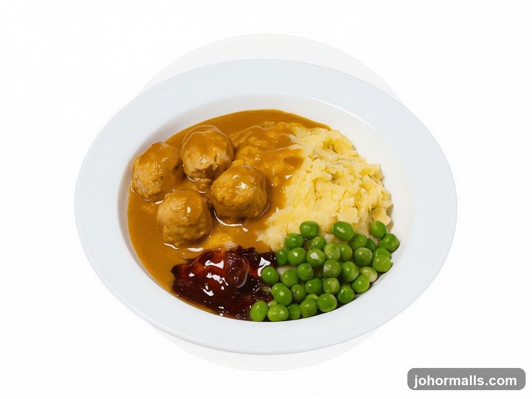 Meatballs with Mashed Potatoes and Peas