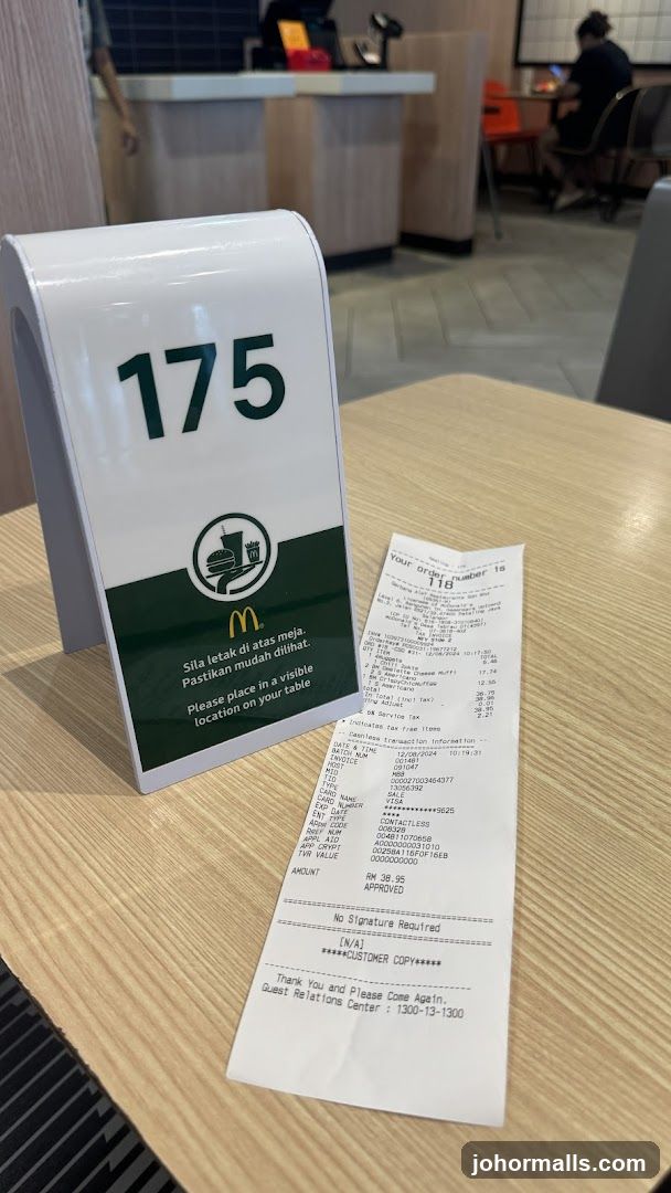 McDonald's Table Number and Receipt