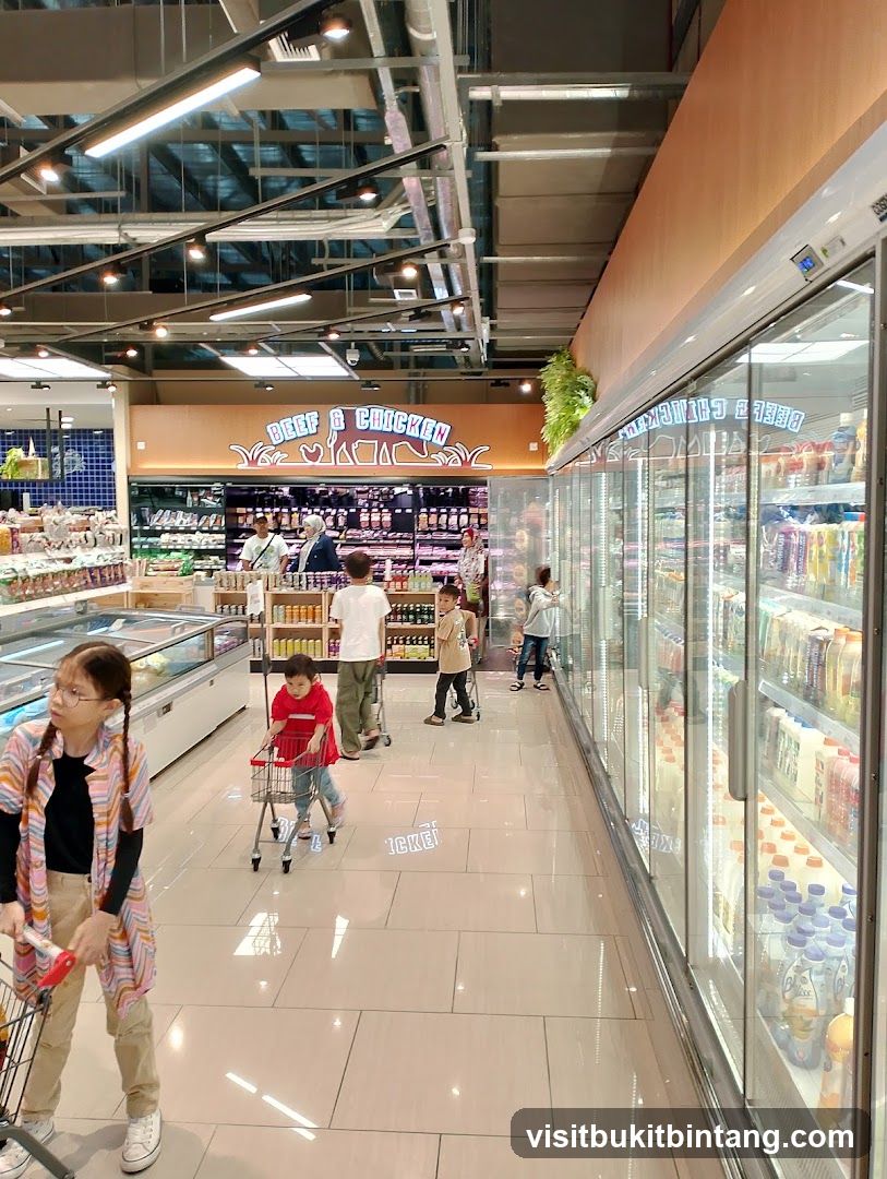 Supermarket Interior with Refrigerated Displays