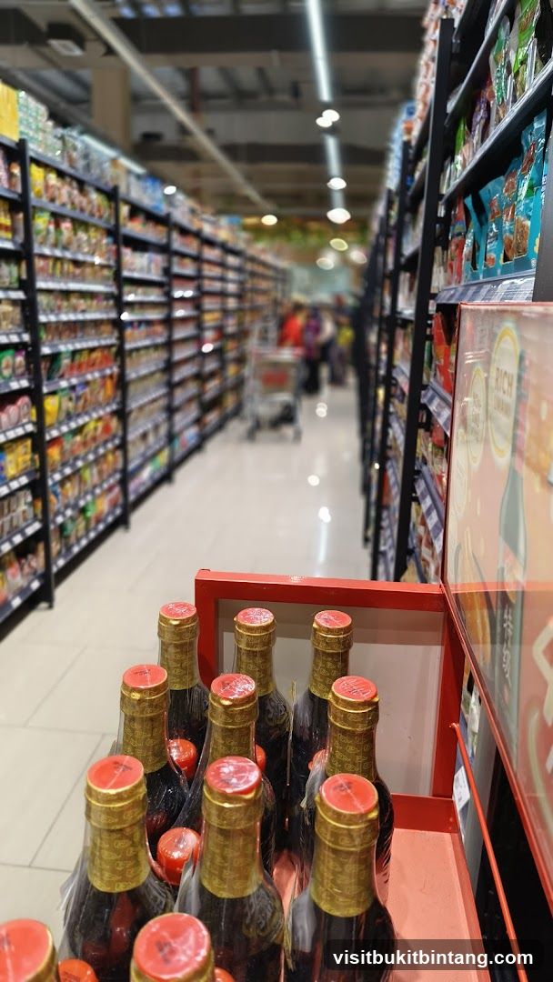 Bottles of Sauce in a Supermarket Aisle