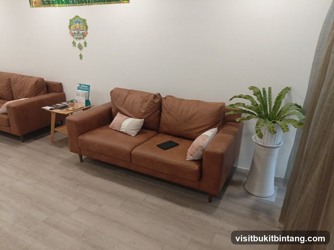 Waiting Area with Sofas and Plant