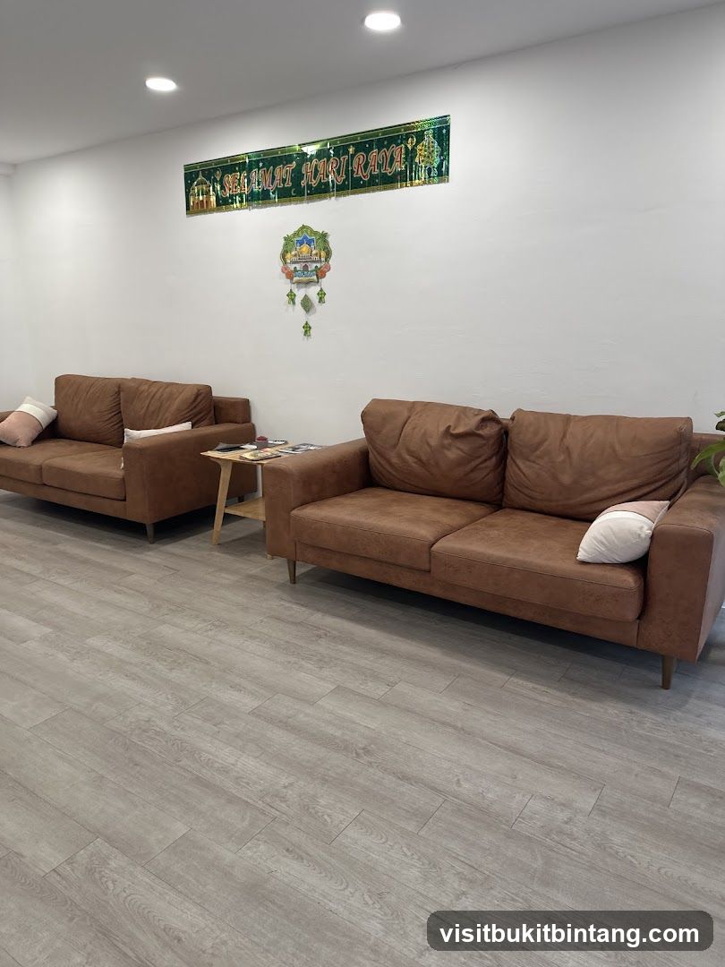 Waiting area with Hari Raya decorations