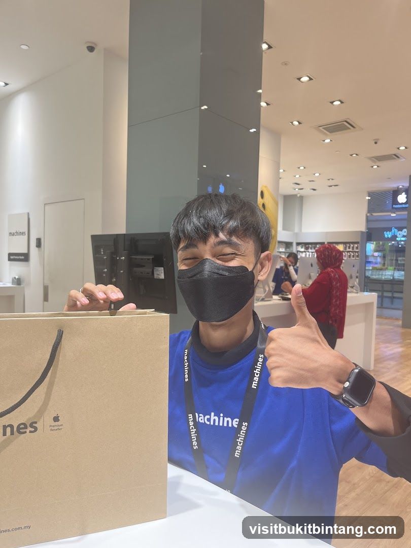 Man giving a thumbs up in a store