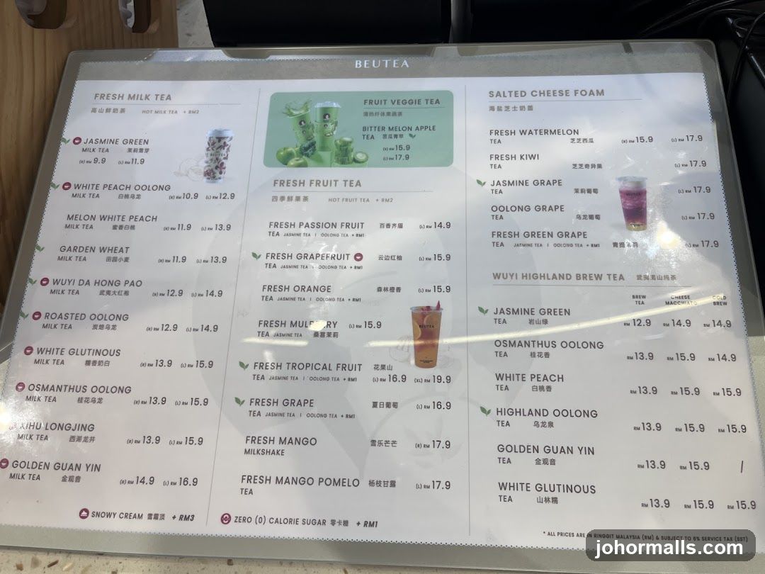 BEUTEA Menu