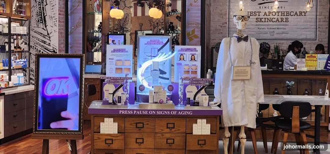 Skincare Display with Skeleton Mannequin