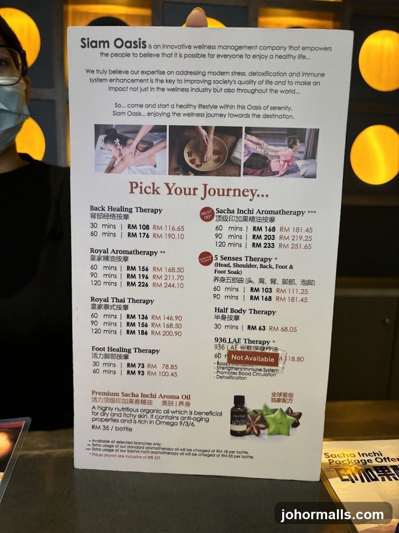 Siam Oasis Pick Your Journey...