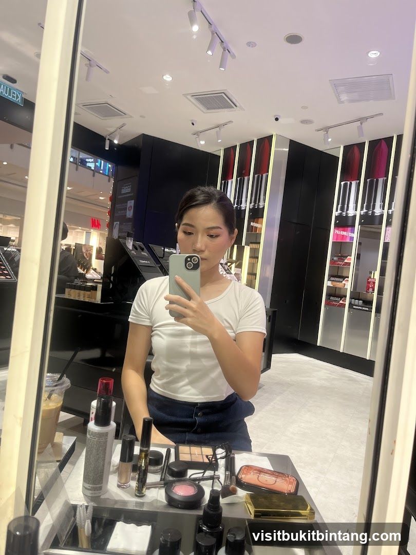 Woman Taking Selfie in Makeup Store
