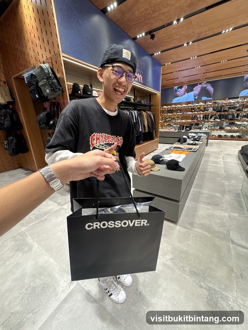 Man holding a shopping bag in a store
