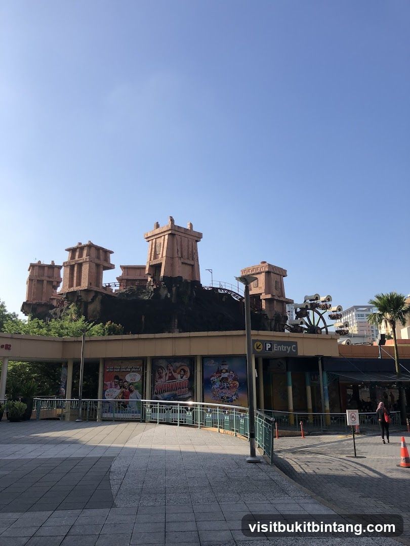 Theme Park Entrance with Themed Structures