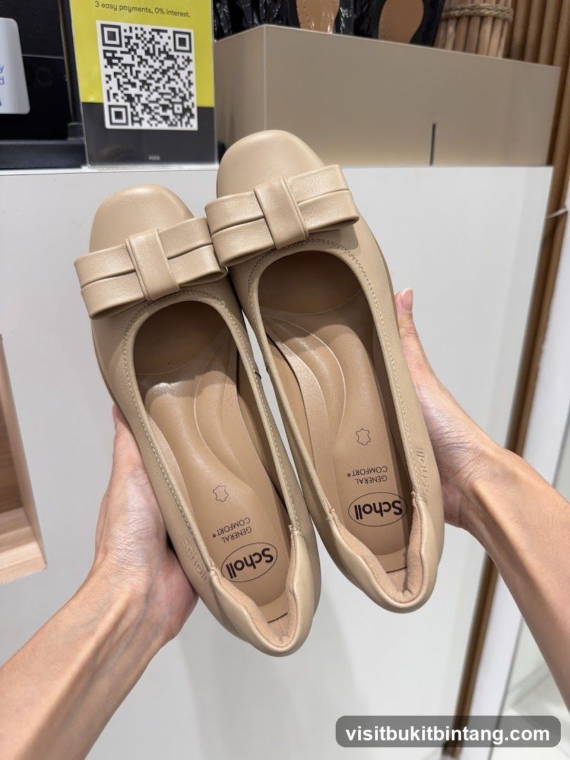 Beige Ballet Flats with Bows