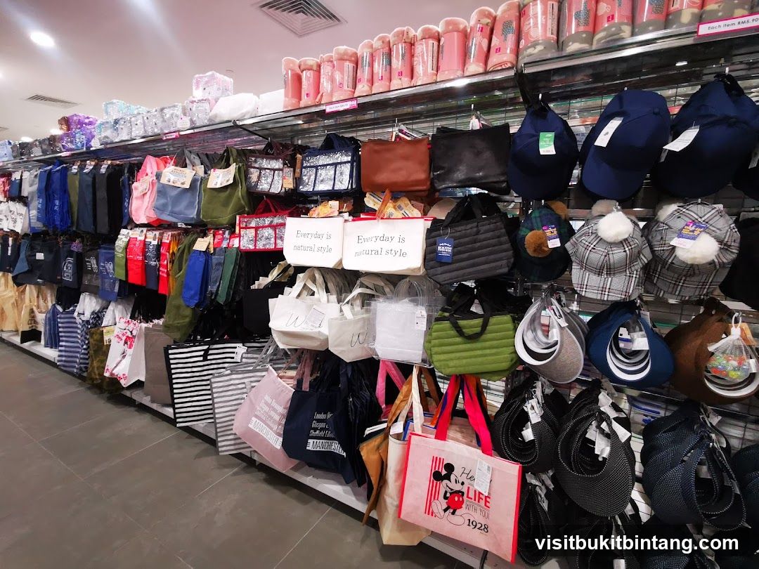 Store Display of Bags and Hats