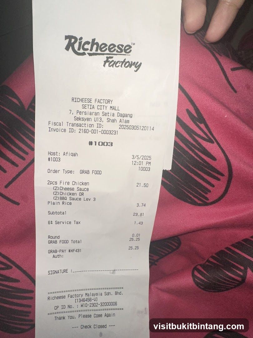 Richeese Factory Receipt