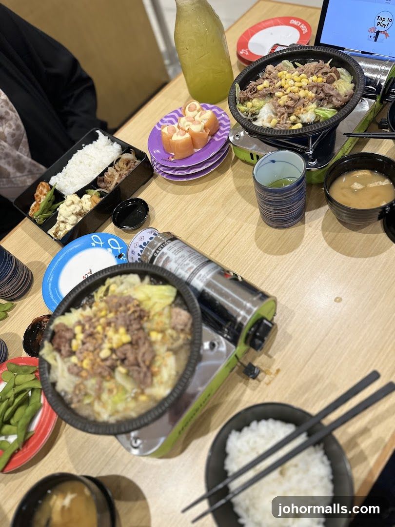 Table with food and drinks