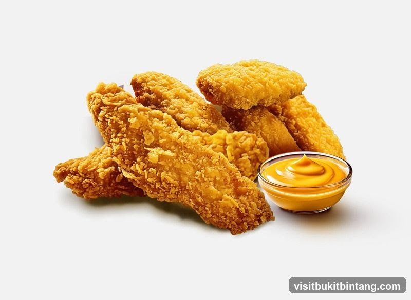 Fried Chicken Strips with Cheese Dip