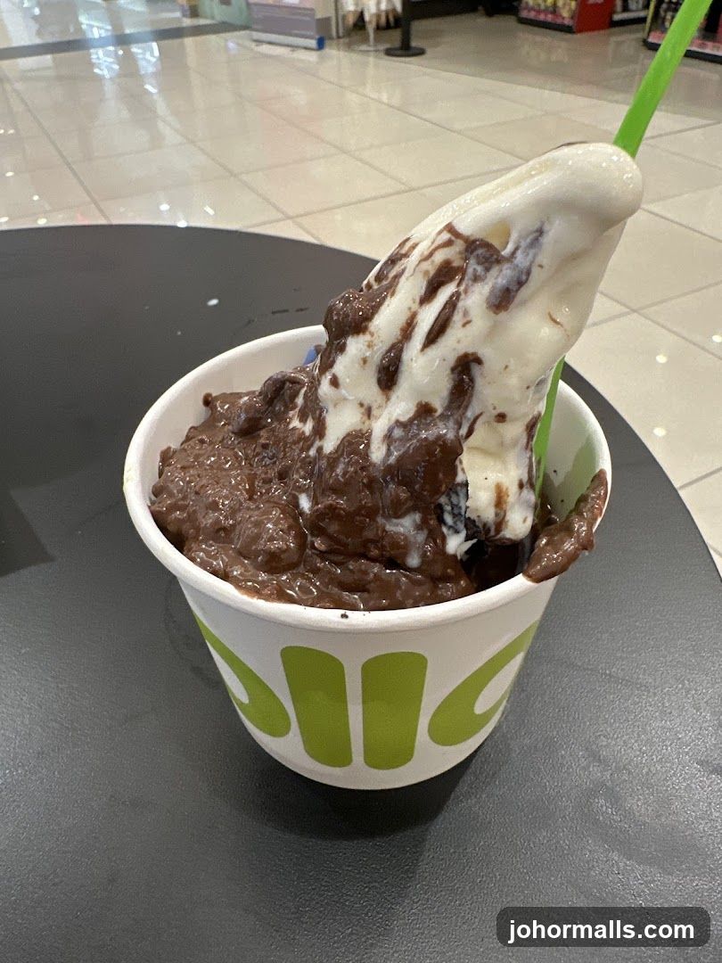 Frozen Yogurt with Chocolate Topping