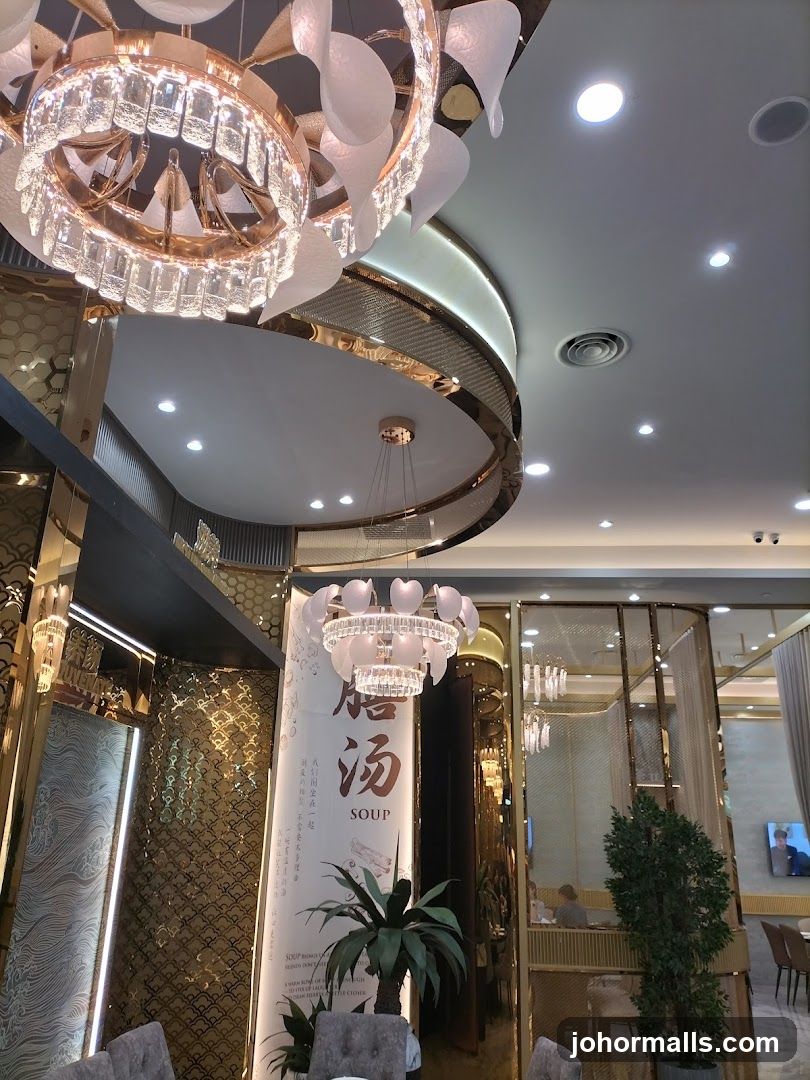 Restaurant Interior with Decorative Chandeliers