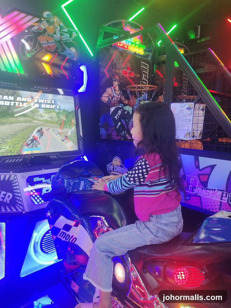 Girl Playing Motorcycle Racing Game
