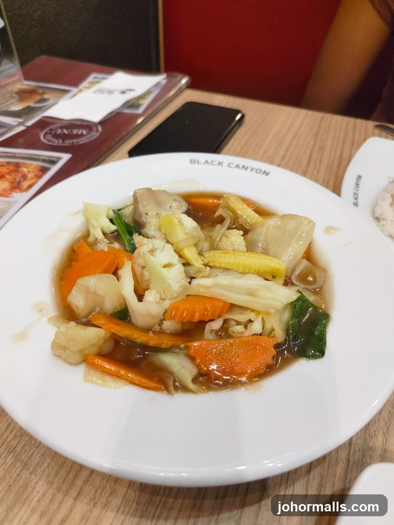 Stir-fried vegetables on a plate