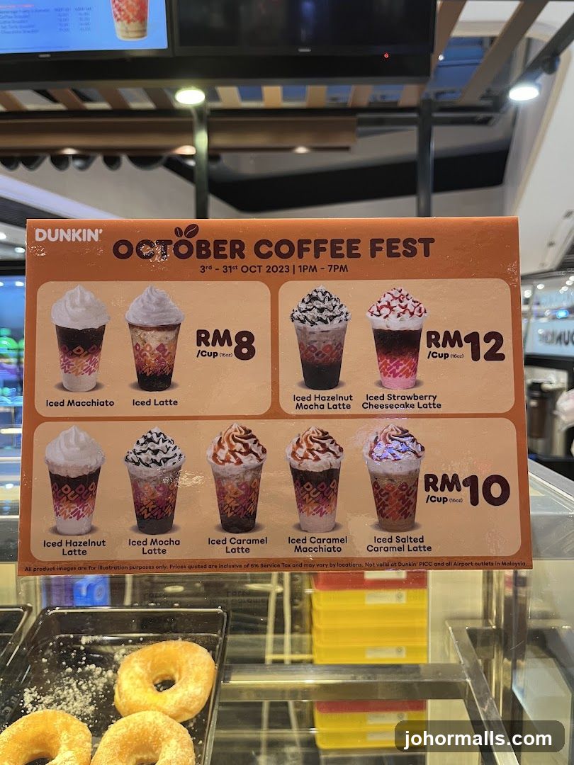 Dunkin' October Coffee Fest Menu
