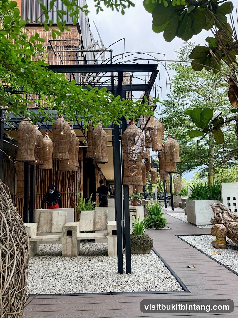 Outdoor Seating Area with Woven Lamps