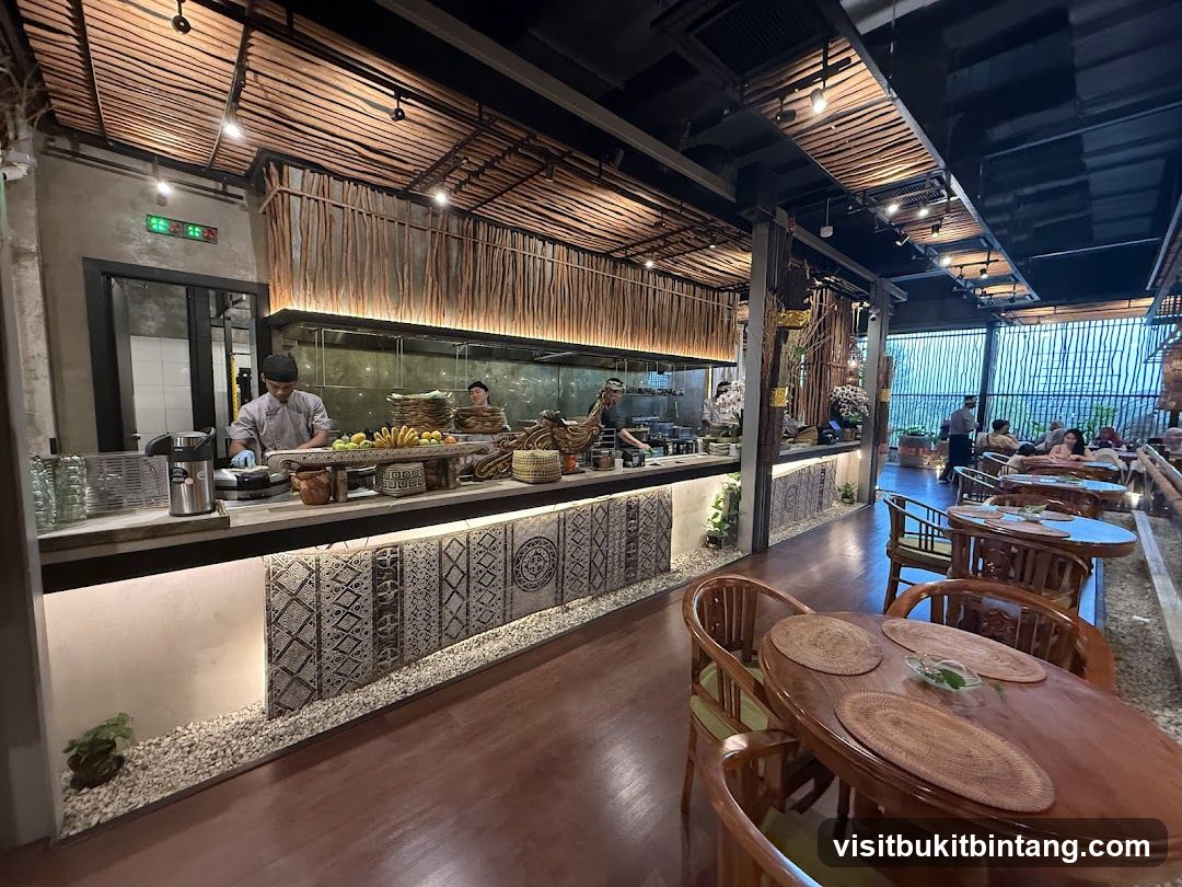 Restaurant Interior with Open Kitchen