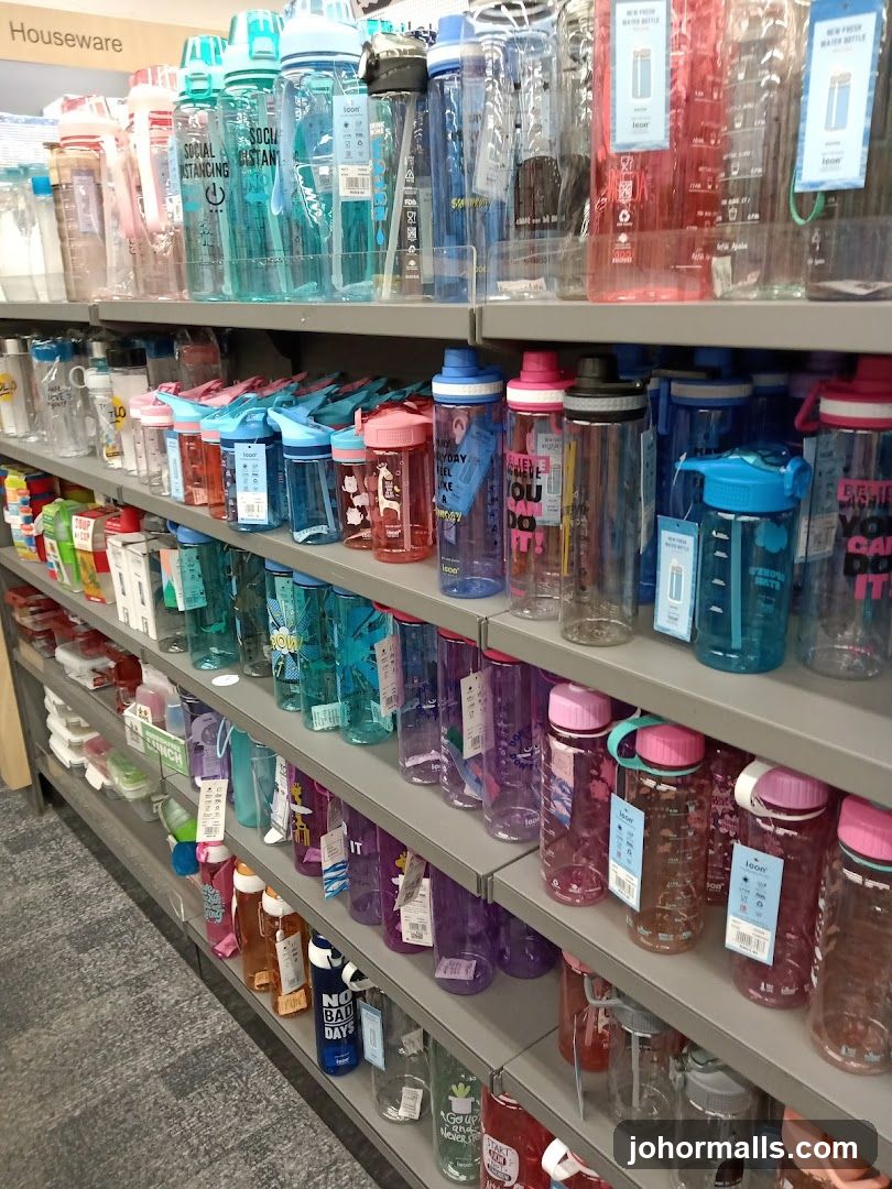 Water Bottles on Shelves
