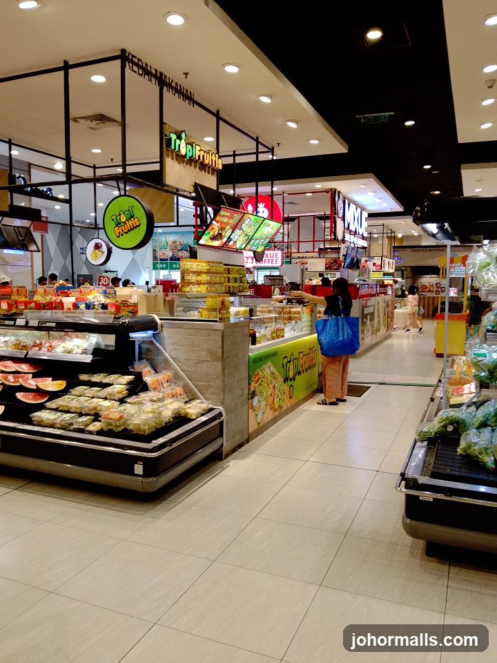 Food stalls in a supermarket