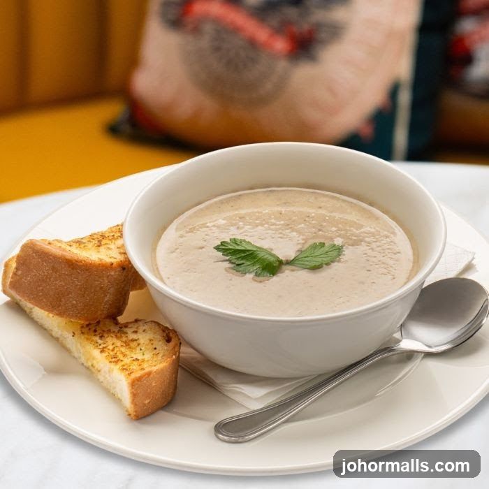 Creamy Soup with Garlic Bread