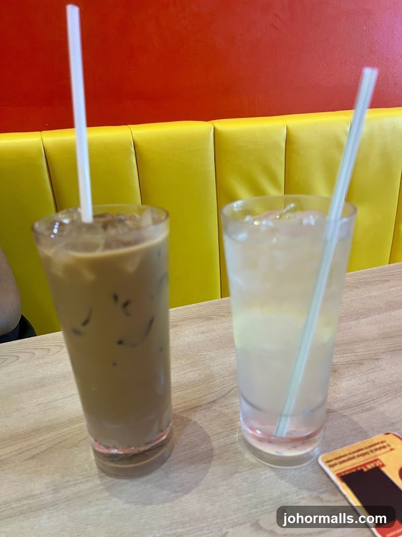 Two drinks on a table