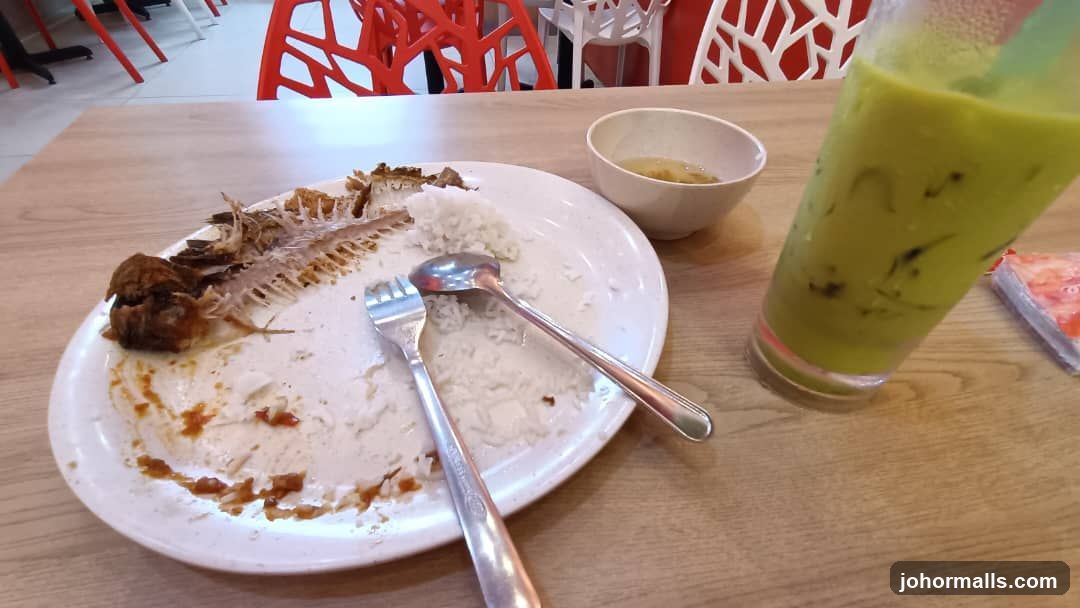 Leftover Fish and Rice with Drink