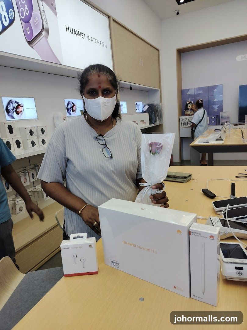 Woman with Huawei products