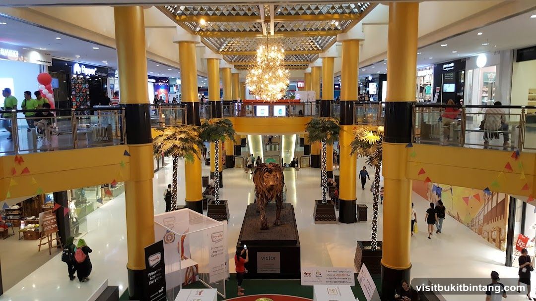 Shopping Mall Interior with Lion Statue