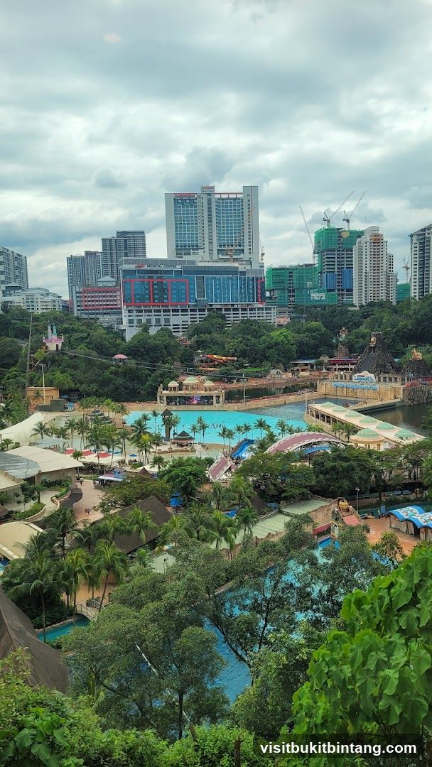 Water park with city skyline in background