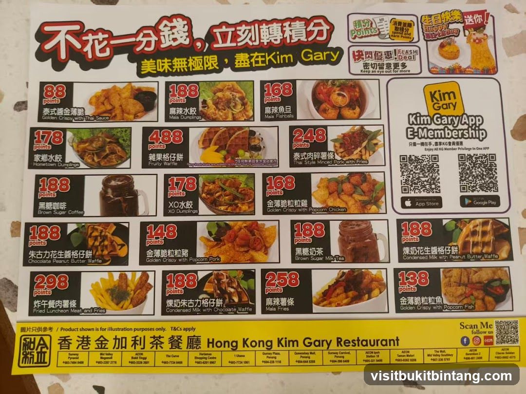 Kim Gary Restaurant Menu