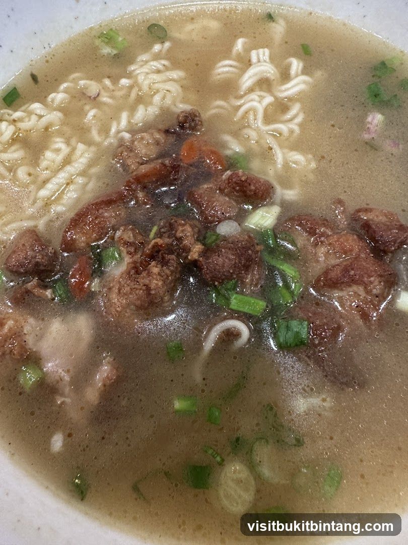 Noodle Soup with Meat and Green Onions